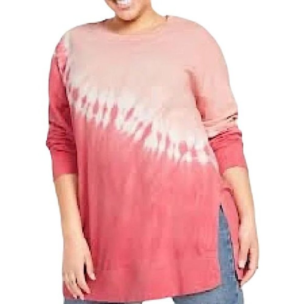 Old Navy Size Medium Sweatshirt Tie-Dye Long Sleeve In Pink & White